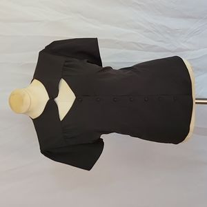 Belle Pogue Plus Size 2XL XL Rockabilly Peekaboo Neckline Black Blouse